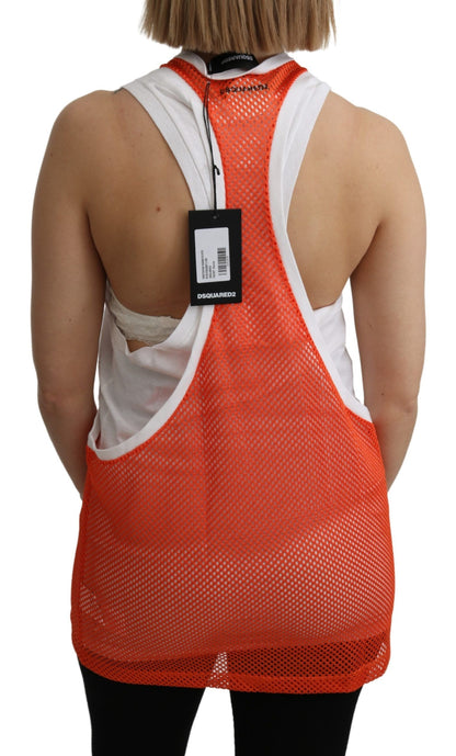 Dsquared² Elegant Sleeveless Cotton Tank in Orange Dsquared²