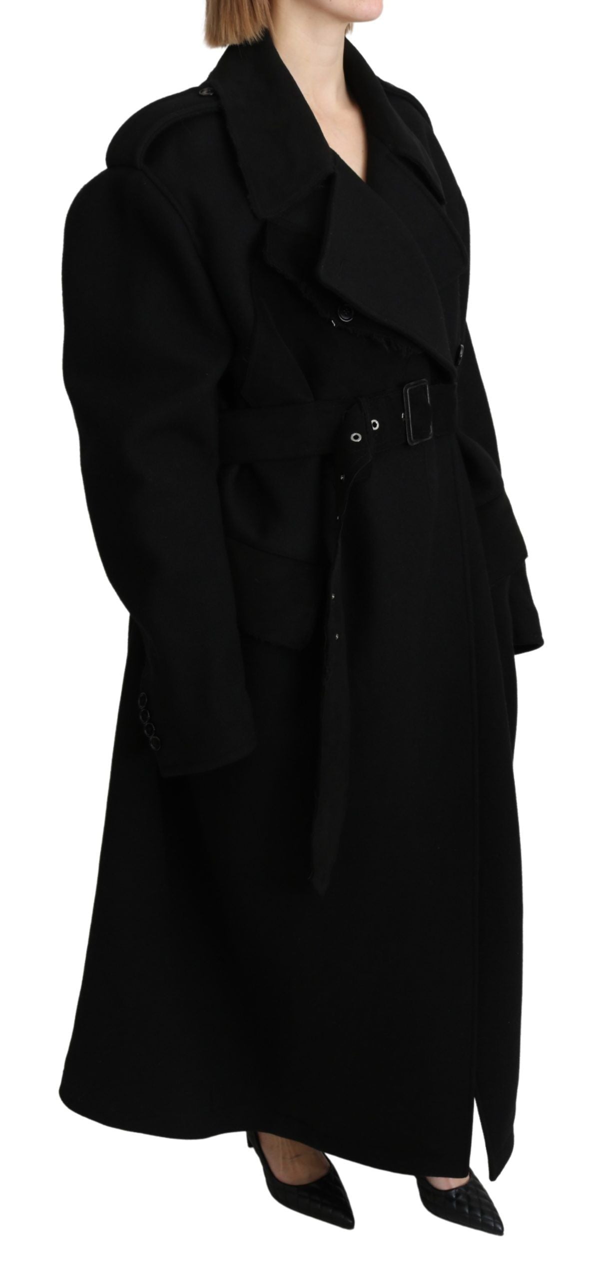 Dolce & Gabbana Elegant Black Wool Trenchcoat Dolce & Gabbana