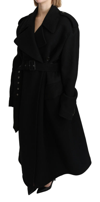 Dolce & Gabbana Elegant Black Wool Trenchcoat Dolce & Gabbana