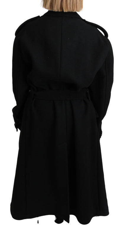 Dolce & Gabbana Elegant Black Wool Trenchcoat Dolce & Gabbana