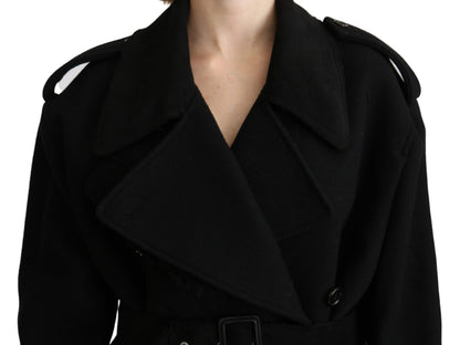 Dolce & Gabbana Elegant Black Wool Trenchcoat Dolce & Gabbana