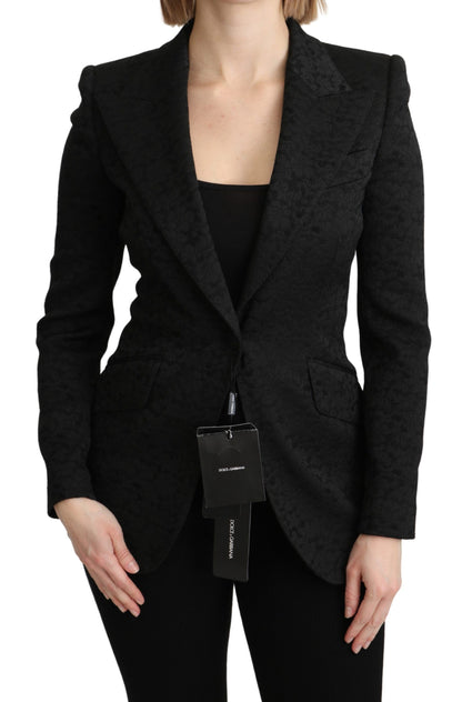 Dolce & Gabbana Elegant Black Brocade Single Breasted Blazer Dolce & Gabbana