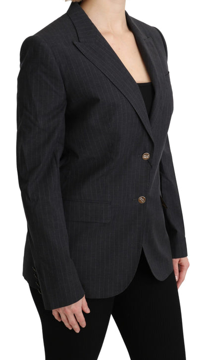 Dolce & Gabbana Elegant Gray Striped Cotton Blazer Dolce & Gabbana