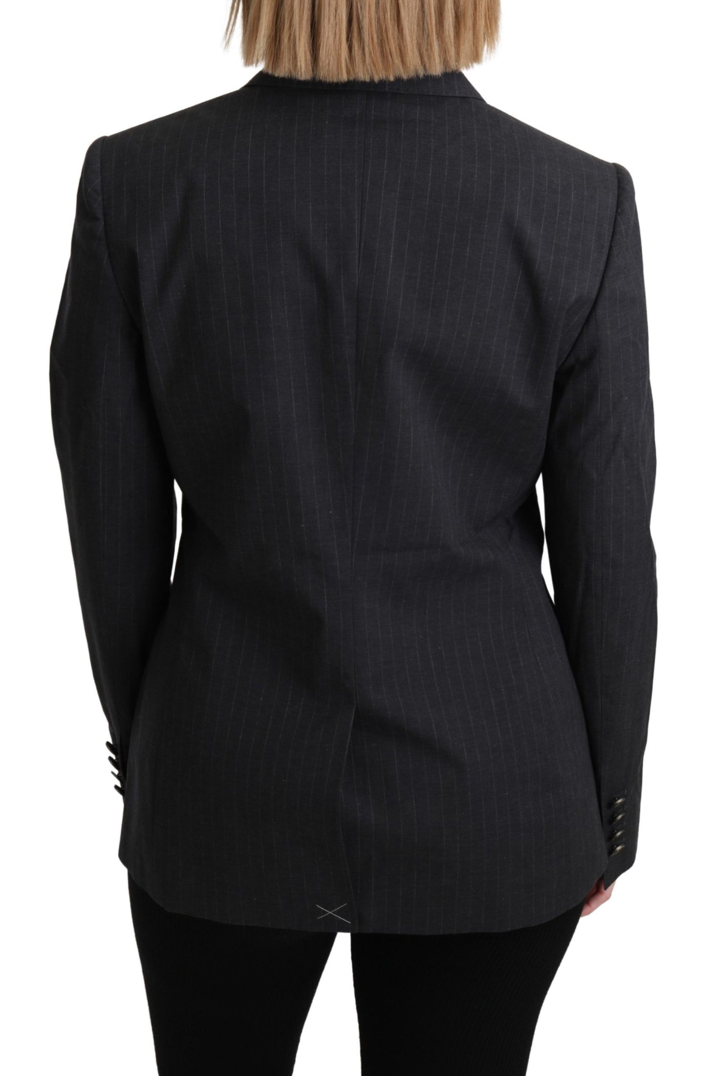 Dolce & Gabbana Elegant Gray Striped Cotton Blazer Dolce & Gabbana