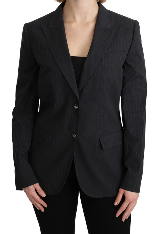 Dolce & Gabbana Elegant Gray Striped Cotton Blazer Dolce & Gabbana