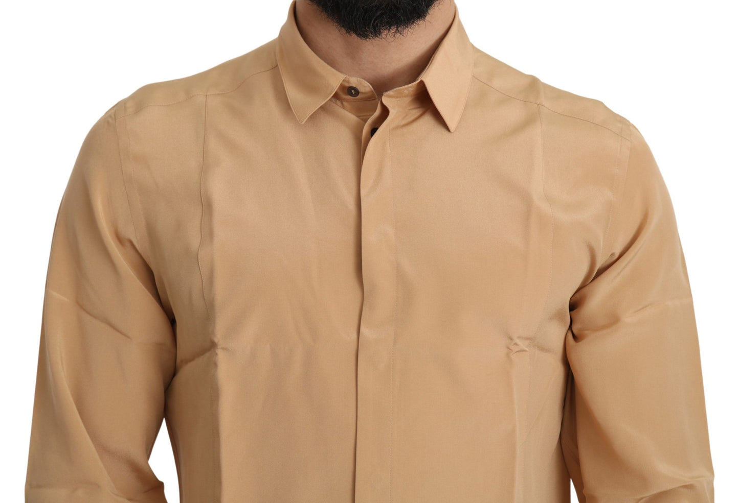 Dolce & Gabbana Elegant Yellow Silk Men's Formal Shirt Dolce & Gabbana