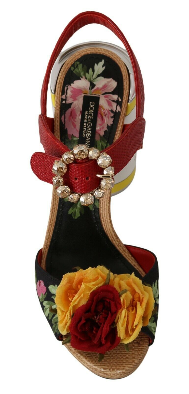 Dolce & Gabbana Multicolor Floral Crystal Embellished Sandals Dolce & Gabbana