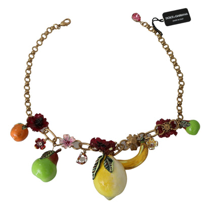 Dolce & Gabbana Crystal Embellished Floral Charm Necklace Dolce & Gabbana