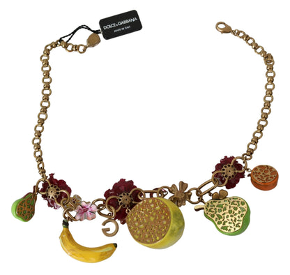 Dolce & Gabbana Crystal Embellished Floral Charm Necklace Dolce & Gabbana