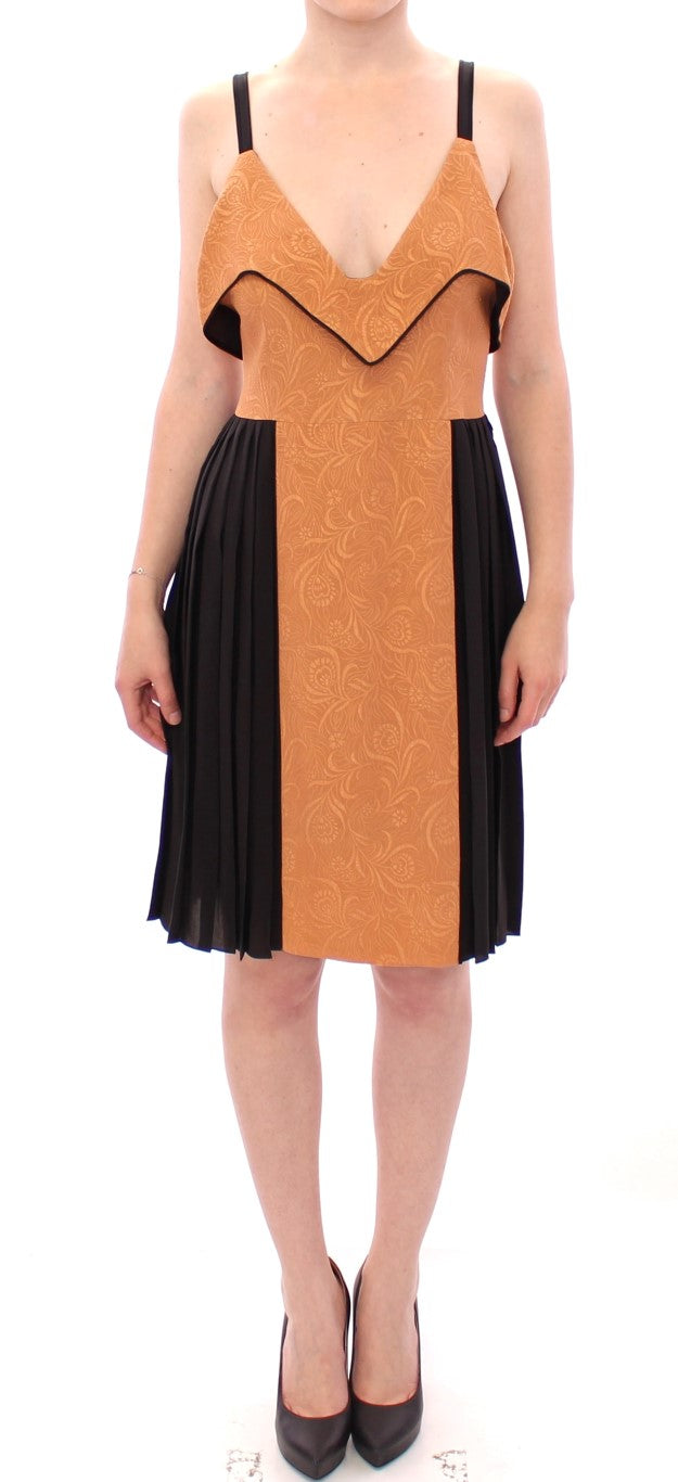 FILOS Silk Bronze & Black Sleeveless Sheath Dress FILOS