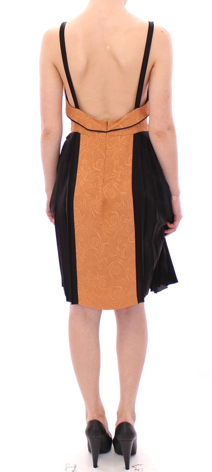 FILOS Silk Bronze & Black Sleeveless Sheath Dress FILOS