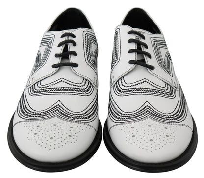 Dolce & Gabbana Elegant White Leather Derby Shoes Dolce & Gabbana