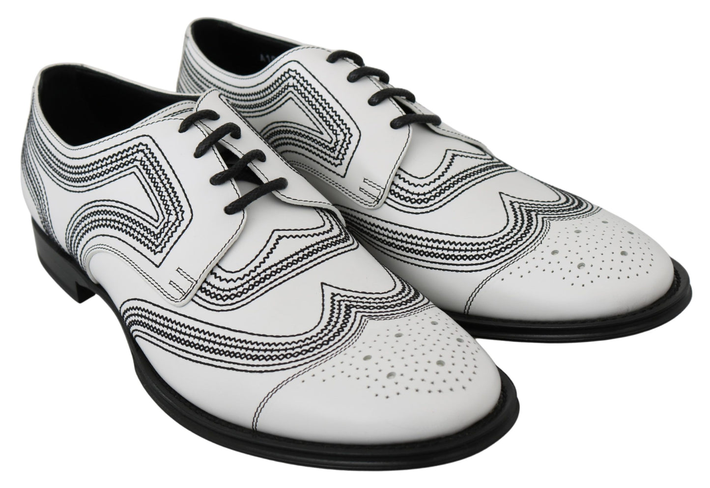 Dolce & Gabbana Elegant White Leather Derby Shoes Dolce & Gabbana