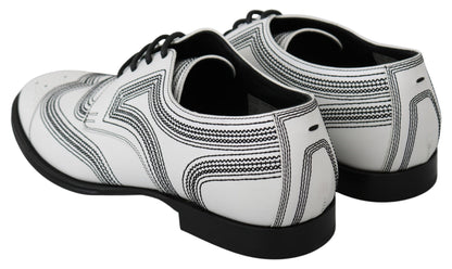 Dolce & Gabbana Elegant White Leather Derby Shoes Dolce & Gabbana