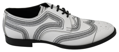 Dolce & Gabbana Elegant White Leather Derby Shoes Dolce & Gabbana