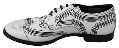 Dolce & Gabbana Elegant White Leather Derby Shoes Dolce & Gabbana