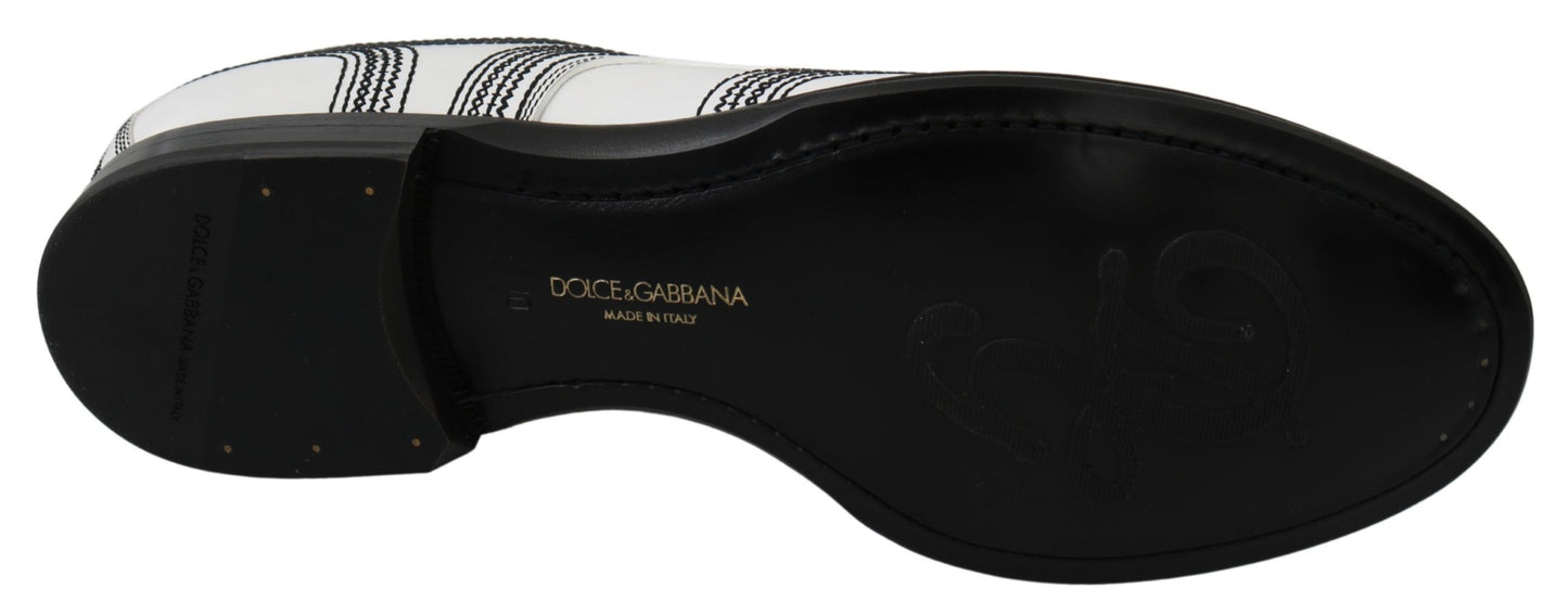 Dolce & Gabbana Elegant White Leather Derby Shoes Dolce & Gabbana