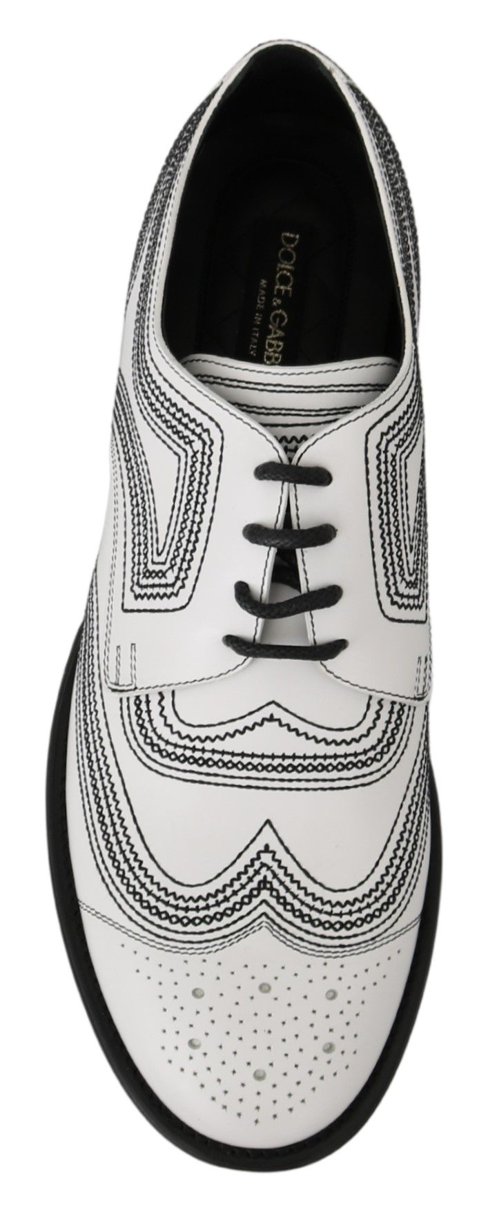 Dolce & Gabbana Elegant White Leather Derby Shoes Dolce & Gabbana