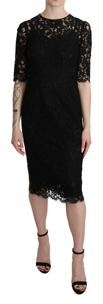 Dolce & Gabbana Elegant Black Lace Sheath Knee-Length Dress Dolce & Gabbana