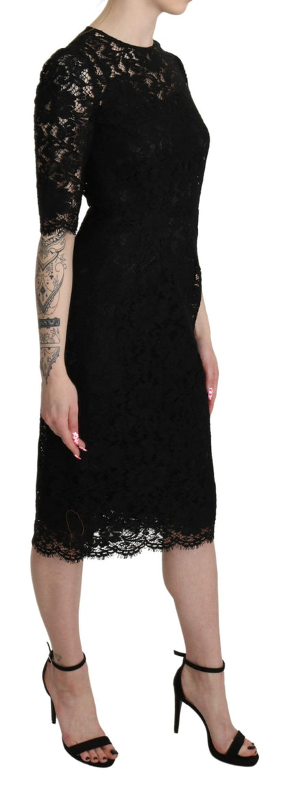 Dolce & Gabbana Elegant Black Lace Sheath Knee-Length Dress Dolce & Gabbana