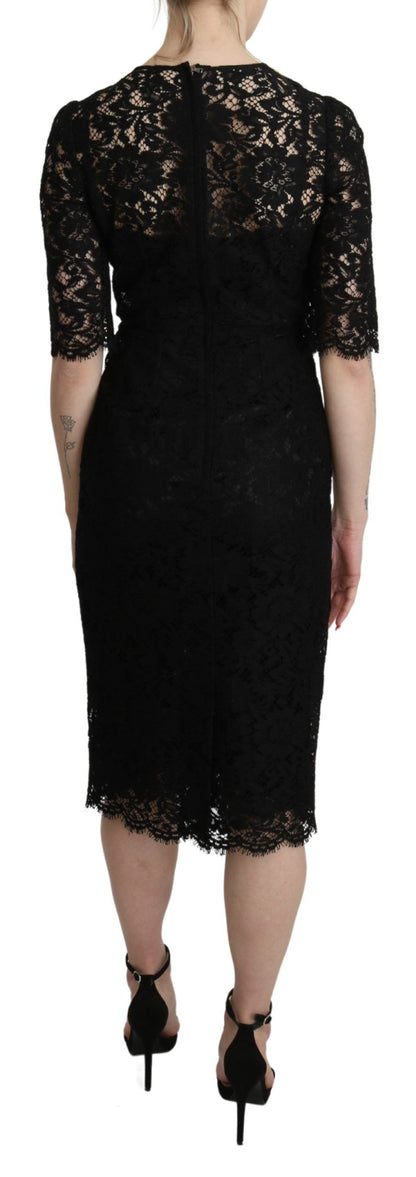 Dolce & Gabbana Elegant Black Lace Sheath Knee-Length Dress Dolce & Gabbana