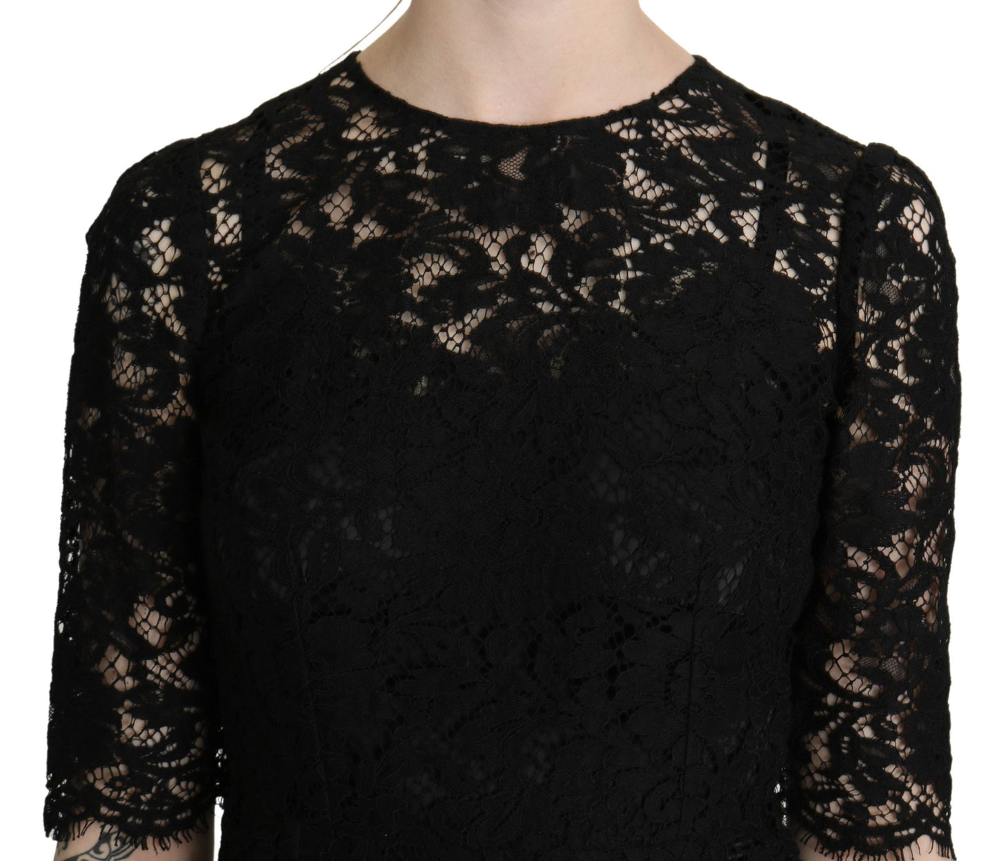 Dolce & Gabbana Elegant Black Lace Sheath Knee-Length Dress Dolce & Gabbana