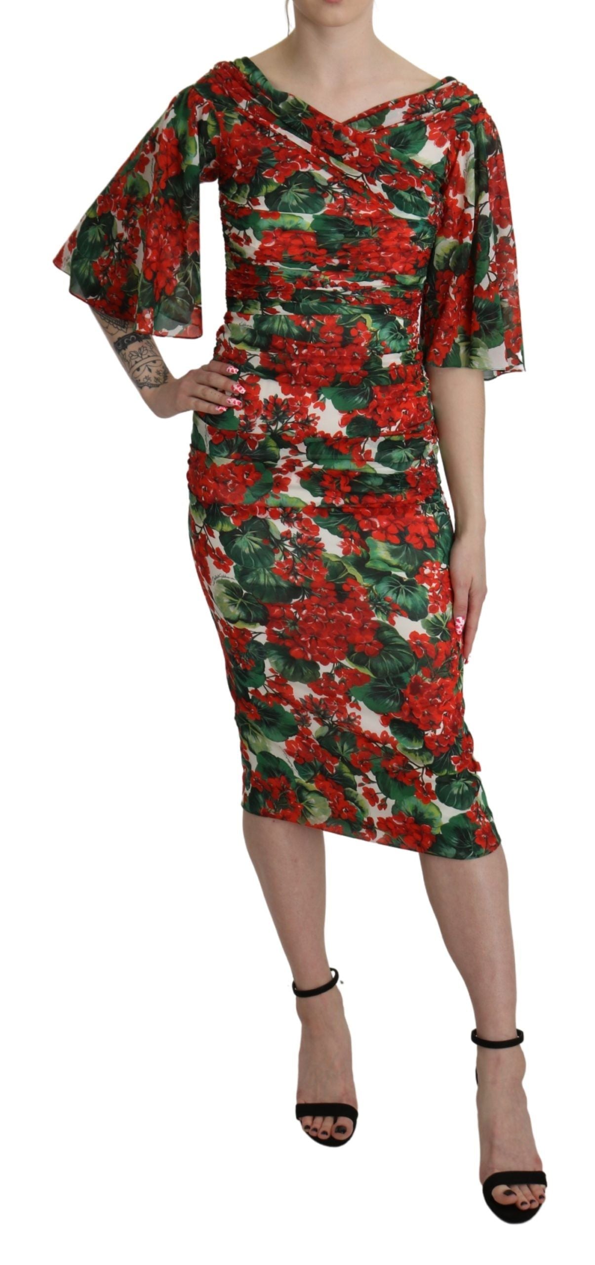 Dolce & Gabbana Enchanting Floral Midi Sheath Dress Dolce & Gabbana