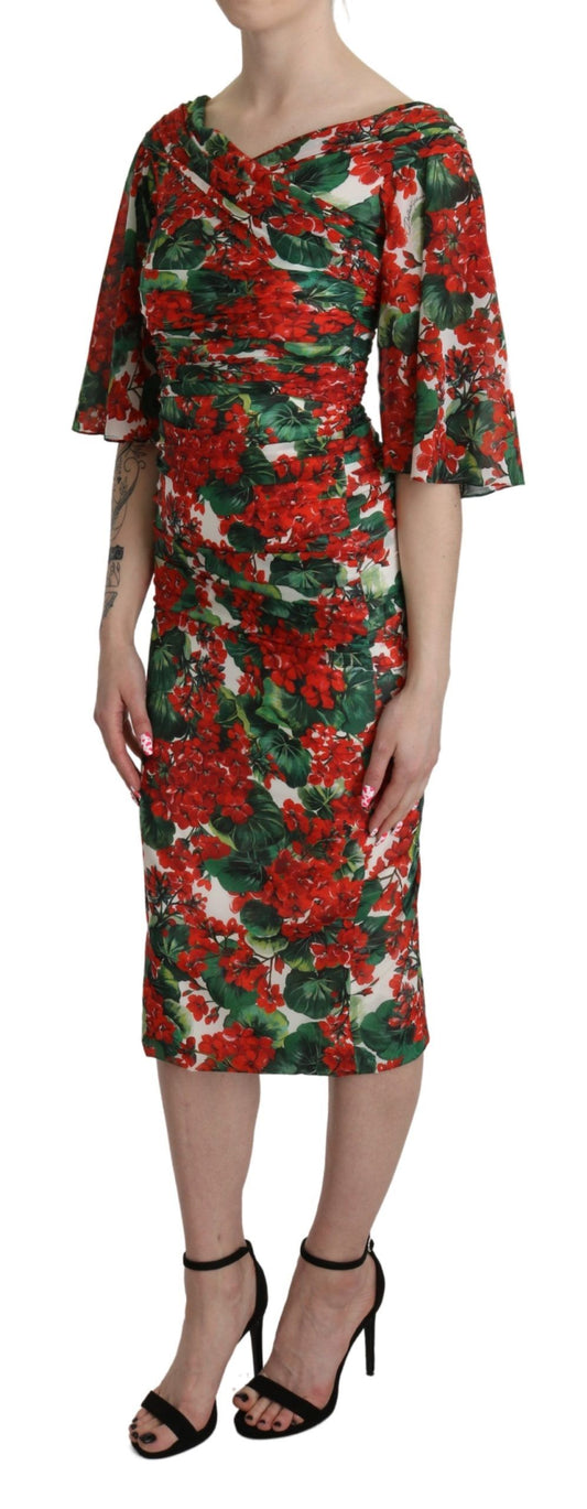 Dolce & Gabbana Enchanting Floral Midi Sheath Dress Dolce & Gabbana