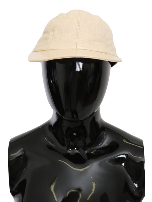 Dolce & Gabbana Elegant White Lambskin Leather Baseball Cap Dolce & Gabbana