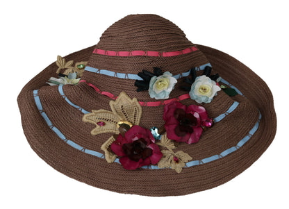 Dolce & Gabbana Elegant Floppy Straw Hat with Floral Accents Dolce & Gabbana