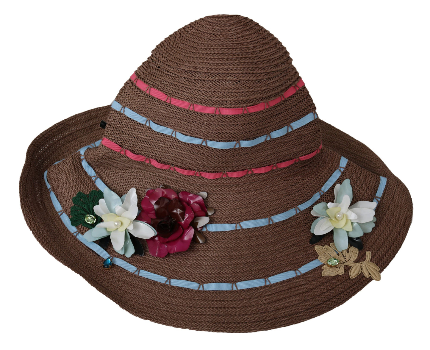 Dolce & Gabbana Elegant Floppy Straw Hat with Floral Accents Dolce & Gabbana