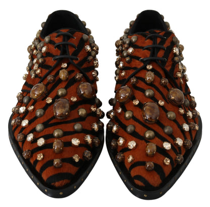 Dolce & Gabbana Tiger Pattern Crystal Embellished Flats Dolce & Gabbana