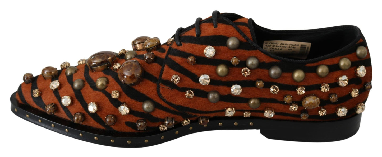 Dolce & Gabbana Tiger Pattern Crystal Embellished Flats Dolce & Gabbana