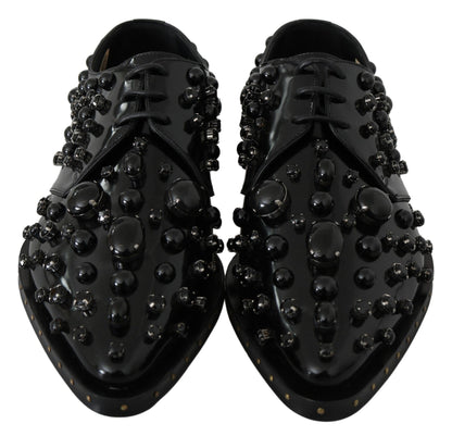 Dolce & Gabbana Elegant Black Dress Shoes with Crystals Dolce & Gabbana