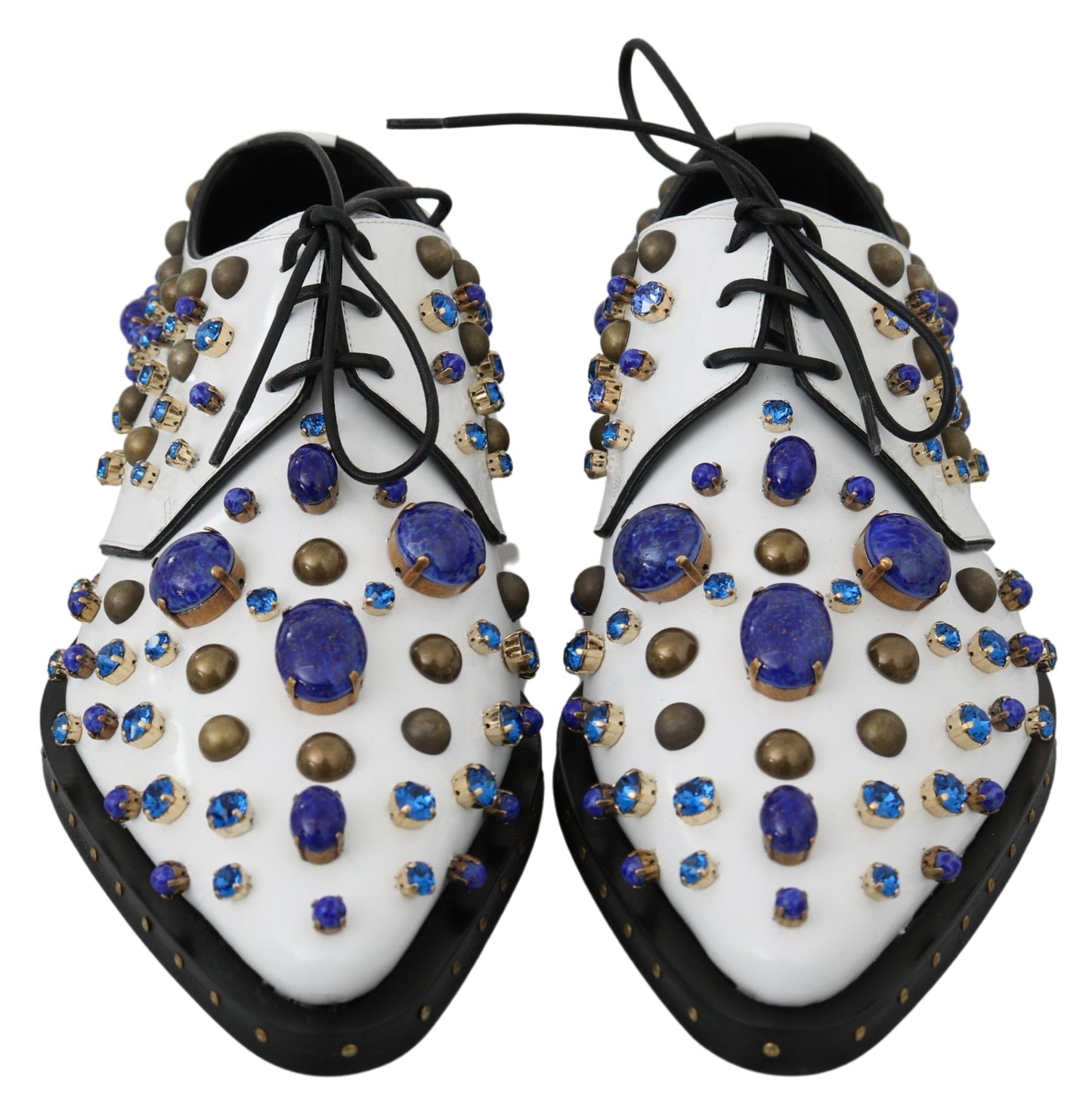 Dolce & Gabbana Elegant White Leather Dress Shoes With Crystals Dolce & Gabbana