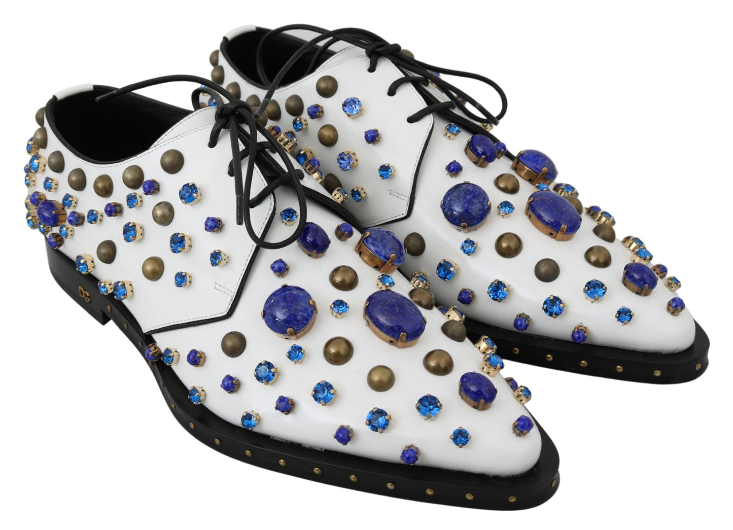 Dolce & Gabbana Elegant White Leather Dress Shoes With Crystals Dolce & Gabbana