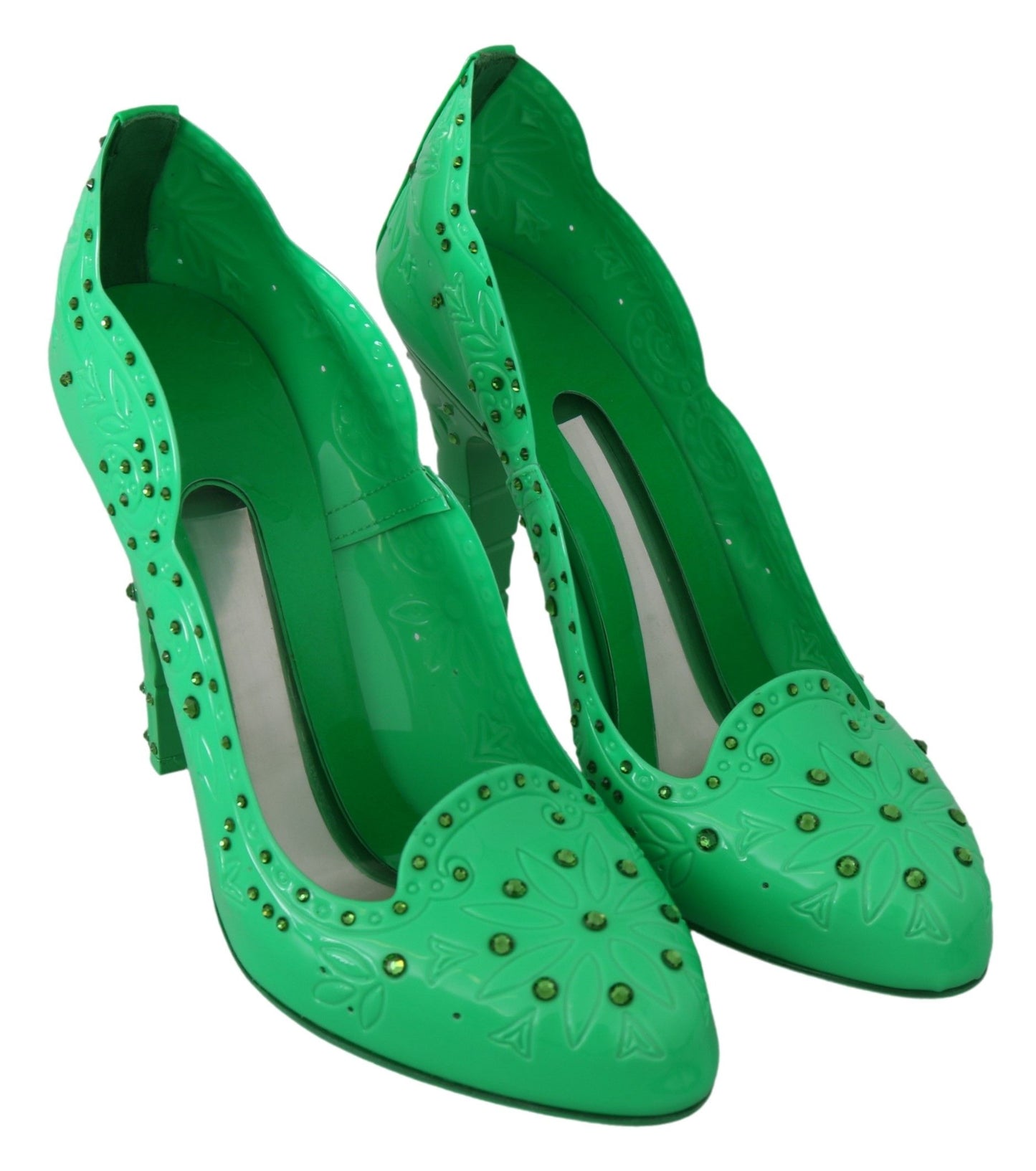 Dolce & Gabbana Enchanting Crystal Cinderella Pumps in Lush Green Dolce & Gabbana