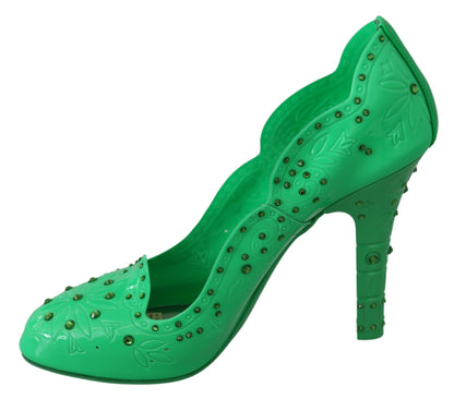 Dolce & Gabbana Enchanting Crystal Cinderella Pumps in Lush Green Dolce & Gabbana