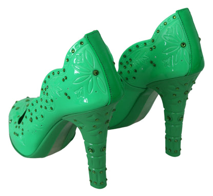 Dolce & Gabbana Enchanting Crystal Cinderella Pumps in Lush Green Dolce & Gabbana