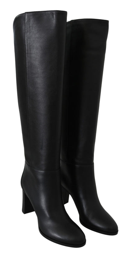 Jimmy Choo Elegant Black Calf Leather Heeled Boots Jimmy Choo