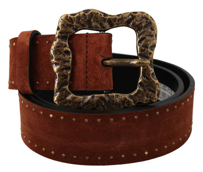 Dolce & Gabbana Elegant Suede Leather Belt with Gold Studs Dolce & Gabbana