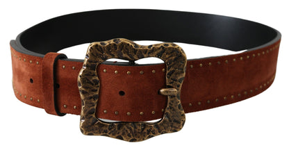 Dolce & Gabbana Elegant Suede Leather Belt with Gold Studs Dolce & Gabbana