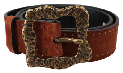 Dolce & Gabbana Elegant Suede Leather Belt with Gold Studs Dolce & Gabbana