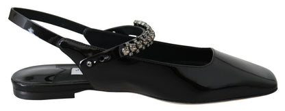 Jimmy Choo Elegant Black Patent Flats with Crystal Accent Jimmy Choo