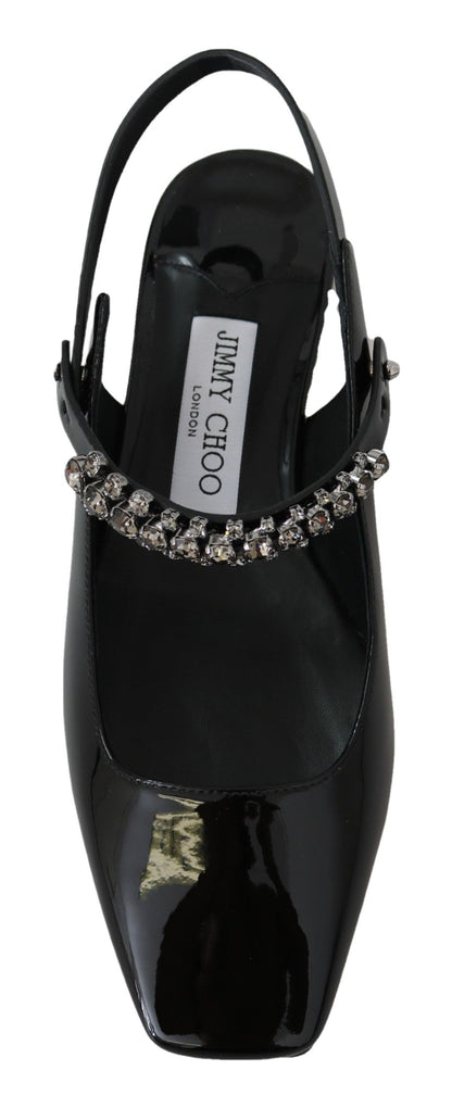 Jimmy Choo Elegant Black Patent Flats with Crystal Accent Jimmy Choo