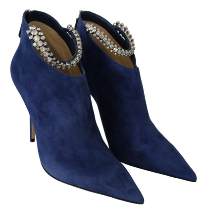 Jimmy Choo Pop Blue Crystal-Strap Heeled Boots Jimmy Choo