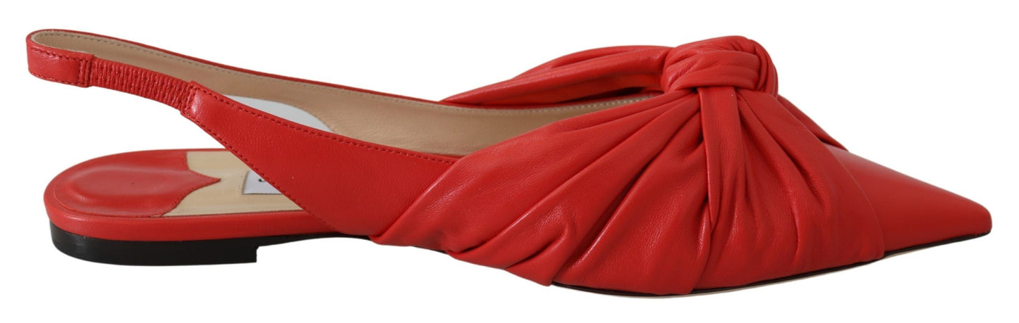 Jimmy Choo Chic Red Pointed Toe Leather Flats Jimmy Choo