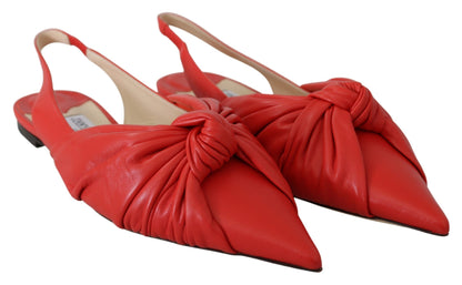 Jimmy Choo Chic Red Pointed Toe Leather Flats Jimmy Choo