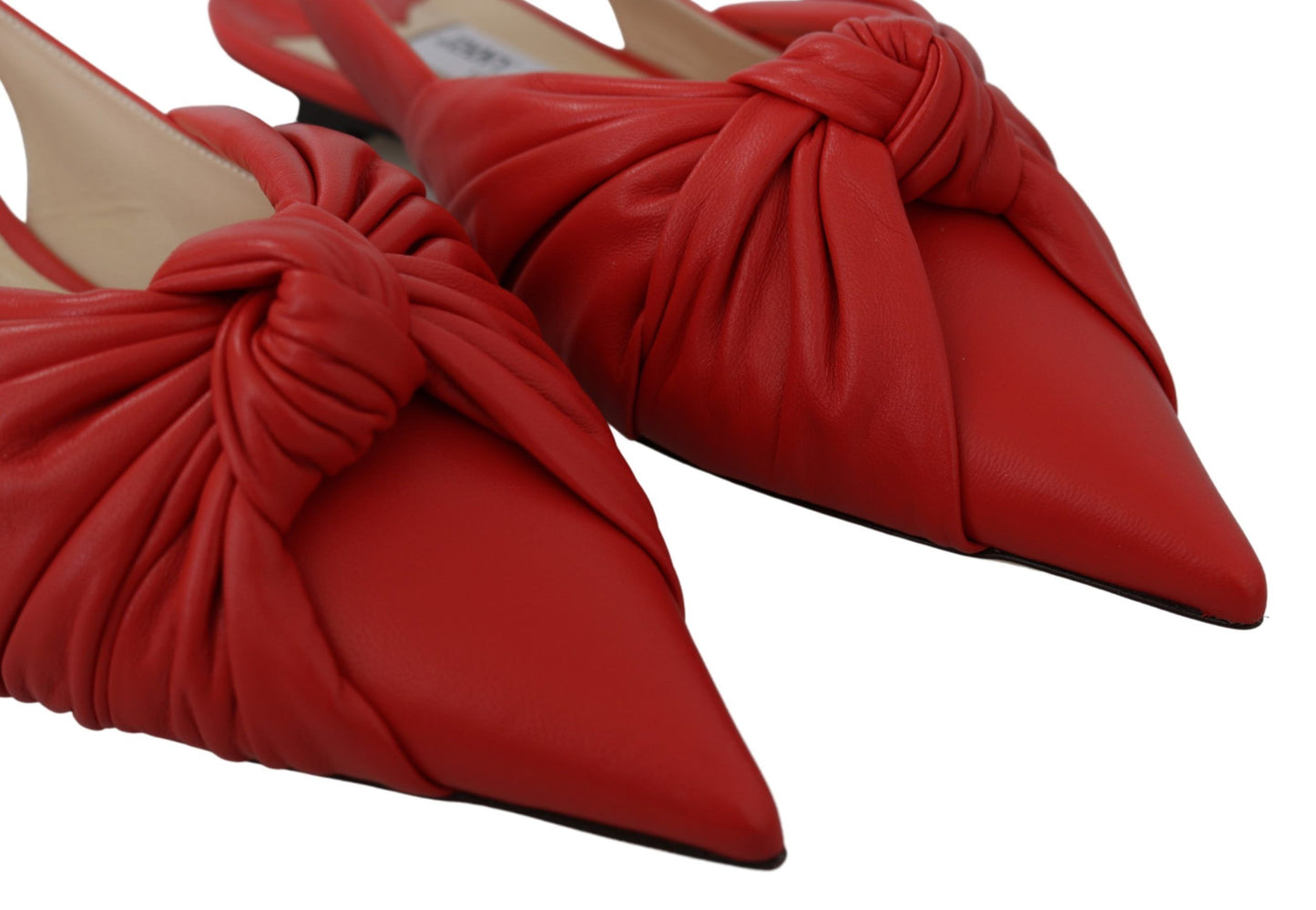 Jimmy Choo Chic Red Pointed Toe Leather Flats Jimmy Choo