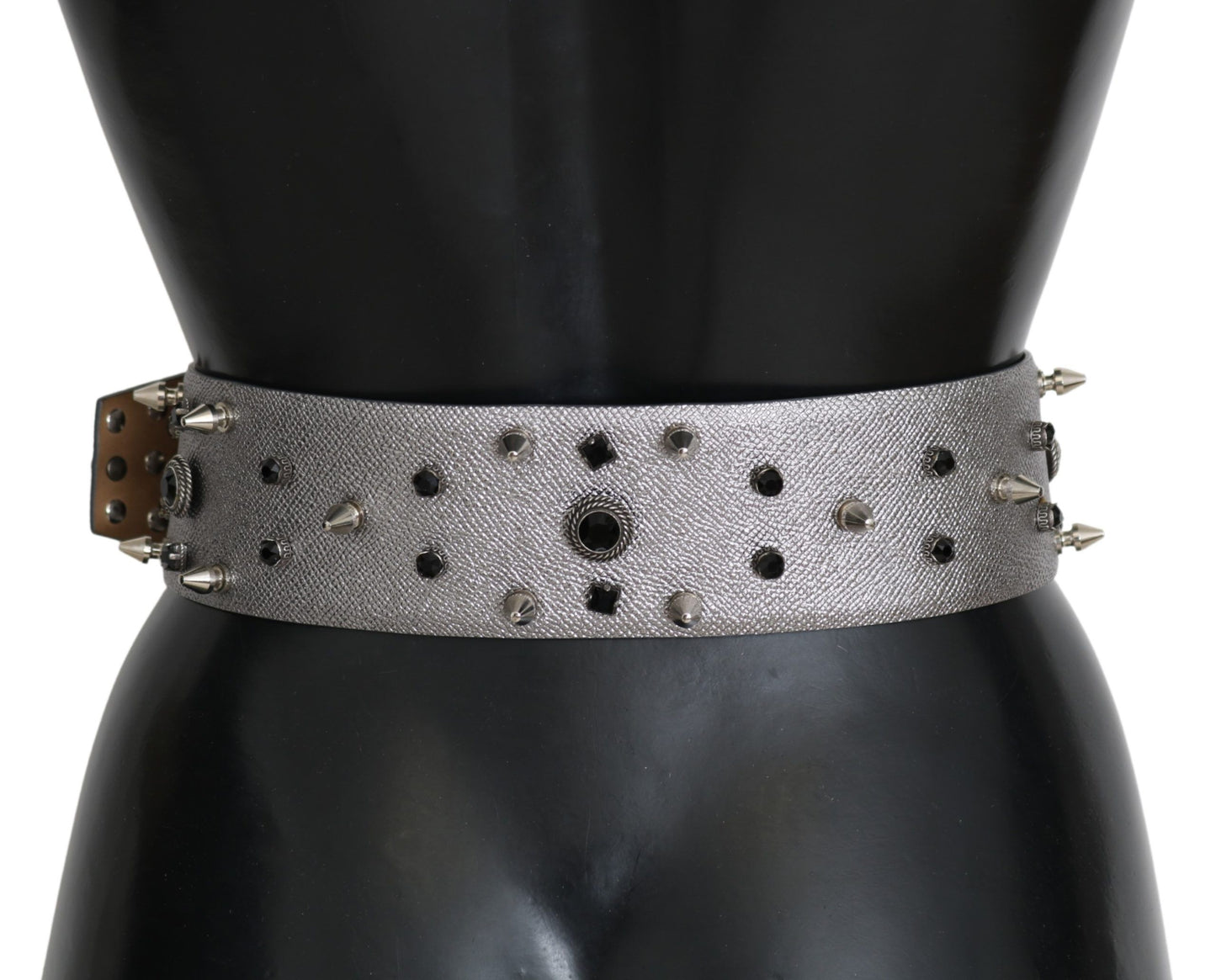 Dolce & Gabbana Stunning Silver Leather Crystal-Studded Belt Dolce & Gabbana